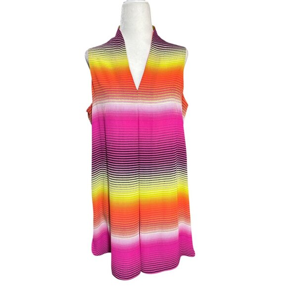 Worthington Size M Womens Sleeveless Multicolor Striped V-Neck Blouse Summer - Picture 4 of 10